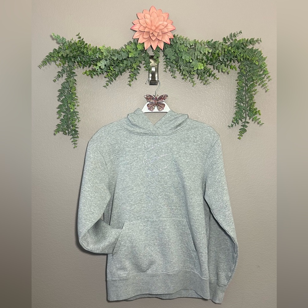 Nike Gray Women's Hoodie with rhinestones stone Nike symbol